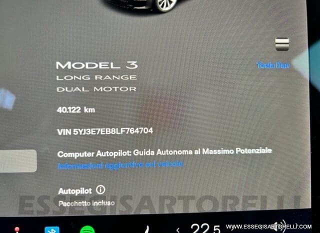 TESLA MODEL 3 DUAL MOTOR LONG RANGE (4WD) FULL OPTIONAL IVA ESPOSTA pieno